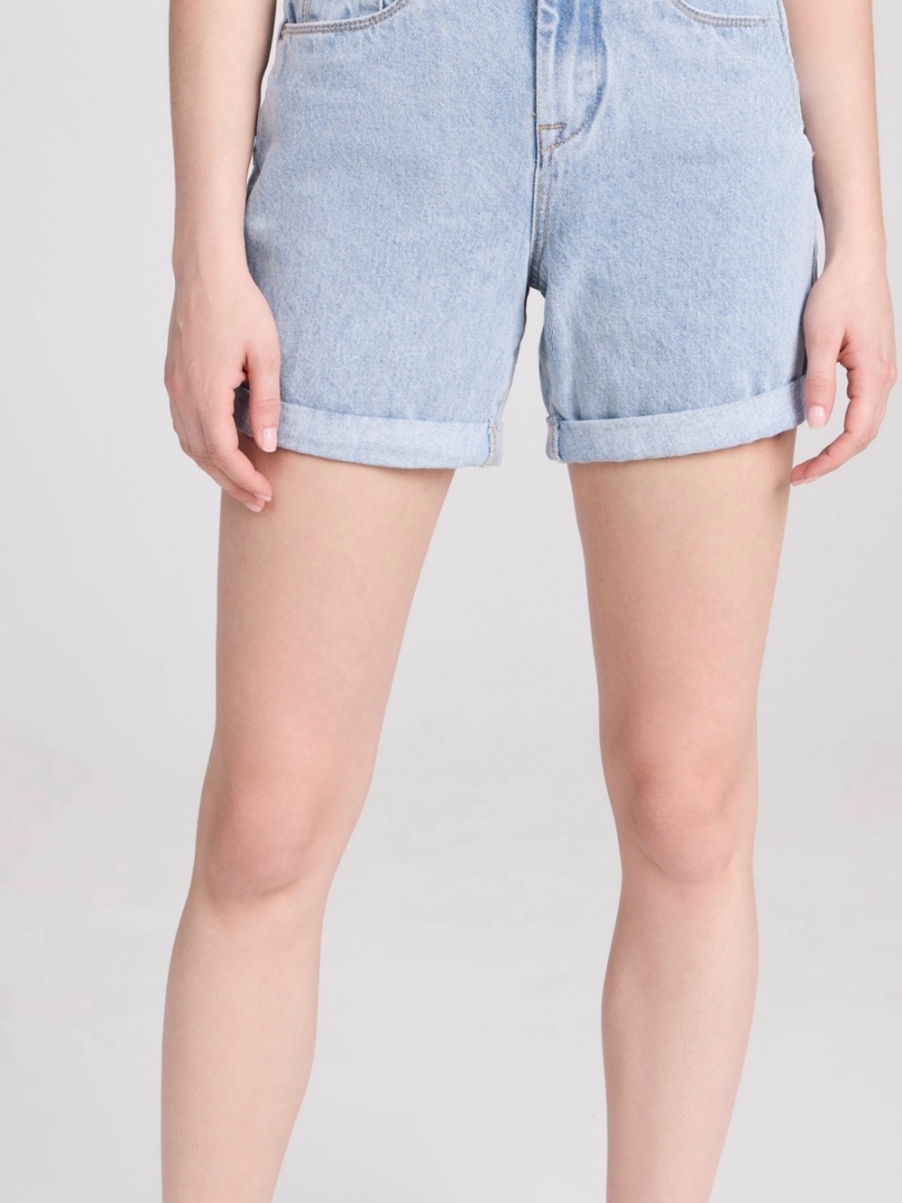Blank NYC Light Blue High-Rise Rolled Hem Denim Shorts - Picture 4 of 10